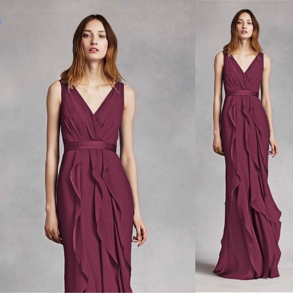 WHIT Red Sleeveless V-Neck Maxi Gown